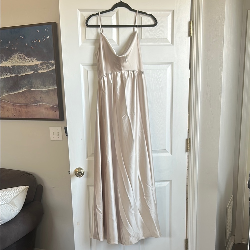 Champagne maternity Amsale maxi dress